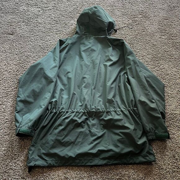 VTG 90s L.L. Bean Long Parka Rain Coat Jacket Trench Full Zip Green Nylon Mens L - Picture 2 of 7